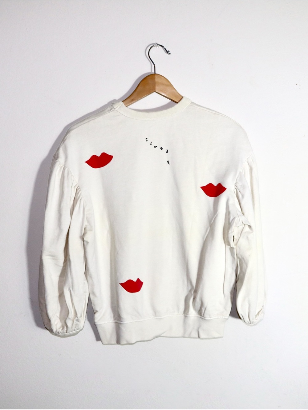 Clare V. Drop Shoulder Sweatshirt in Cream/Poppy Lips - Picture 5 of 14